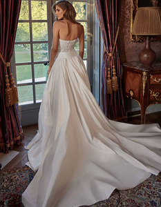 Ruolai HL570 vaina sin mangas pierna hendidura encaje desmontable arco cinturón satén sobrefalda 2 en 1 vestidos de novia para novia - Product Image 2