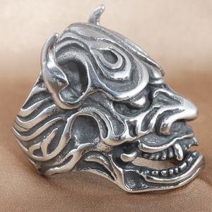 Anillo de Acero Inoxidable con Cara de Toro Monstruo para Hombre, Joyería Punk, Color Plateado, Accesorio de Fiesta, Diseño Geométrico 213031 - Product Image 3