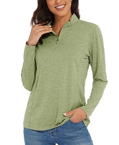 Chemises <span class=keywords><strong>de</strong></span> soleil pour femmes OEM UPF 50+, manches longues, col zippé 1/4, séchage rapide, pour la pêche, l'entraînement, la randonnée, la course à pied, vêtements <span class=keywords><strong>de</strong></span> sport - Product Image 5