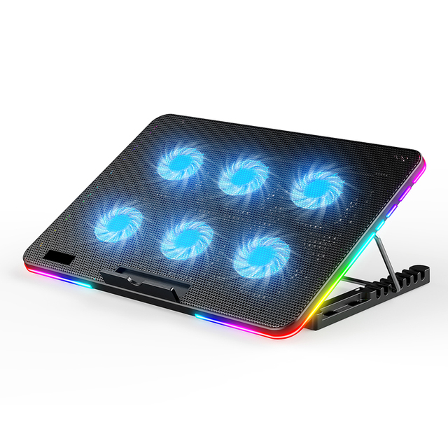 Great Roc Gaming Laptop Cooling Pad with Phone Holder 6 Cooling Fans  Notebook Cooler Pad RGB Laptop Fan Cooling Pad 15.6 Inch