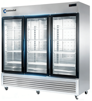 Congélateur vertical commercial ETL à 3 portes vitrées, 1380L, refroidissement par air, en acier inoxydable, pour l'affichage de fleurs fraîches en magasin, pour les États-Unis