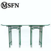 Table console en métal ajouré de style chinois classique moderne, finition patine verte, design original MSFN, pour villa et hôtel