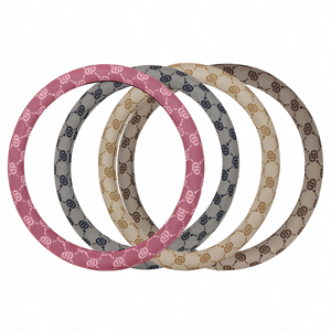 LH888 Araba Direksiyon Simidi Kılıfı 1.1mm Çevre Dostu PVC Deri Gümüş Gri Lacivert D Harfli Monogram Oto İç Aksesuarları Toptan Satış - Product Image 4