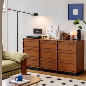 Commode rétro à neuf tiroirs en buis massif, armoire murale pour salon, rangement pour chambre à coucher, entrée, style nordique, petit appartement - Product Image 2