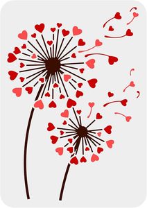 Cuori Stencil pittura a dente <span class=keywords><strong>di</strong></span> leone 21x29.7cm modello a forma <span class=keywords><strong>di</strong></span> cuore riutilizzabile piante tema scavare Stencil per la pittura - Product Image 2