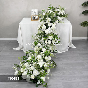 2025 nouveau Design Tables <span class=keywords><strong>de</strong></span> mariage déco fleur coureur fleur artificielle <span class=keywords><strong>chemin</strong></span> blanc Rose et feuilles vertes beau <span class=keywords><strong>chemin</strong></span> <span class=keywords><strong>de</strong></span> <span class=keywords><strong>Table</strong></span> - Product Image 3