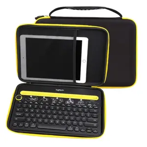 EVA Hard Case Compatible with Logitech K480 Bluetooth Multi-Device Keyboard (Black with Yellow Zipper)