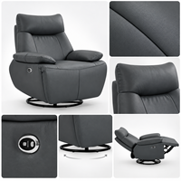 Fauteuil inclinable électrique moderne pivotant à 360° avec appui-tête réglable, revêtement en tissu premium et dossier rembourré