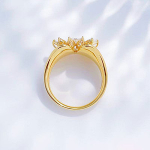 <span class=keywords><strong>Bague</strong></span> en or jaune 18 carats avec diamant de laboratoire, motif floral, style rêveur, luxe léger, pour femme - Product Image 3