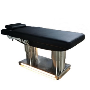 Kisen Hot Sale Stainless Steel Metal pink White Electric Massage <b>Table</b> <b>Lash</b> <b>Bed</b> Wax Pad with Gold Base for Beauty Spa Salon - Product Image 1