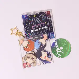 Daqido Cute Anime Acrylic Cd Pendant Rainbow Holo Charm Miniature Cd Keychain