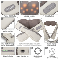 Ceinture de massage 3D Shiatsu pour le cou et les épaules EMOKA EMK-169A avec chauffage infrarouge et contrôle de la minuterie