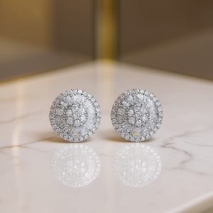 Pendientes de Diamantes de Lujo, Corte Brillante Redondo Blanco, Diseño Floral Envolvente, para Boda, Joyería Fina para Mujer - Product Image 2