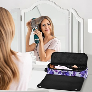 Ensemble de voyage personnalisé en nylon imprimé motif feuilles hawaïennes violettes avec fer à friser et sac de transport - Product Image 6