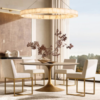 Ensemble de table à manger ronde de luxe traditionnelle RH AERO en bois massif et fer, design chêne, 6 places, pour la maison et les restaurants