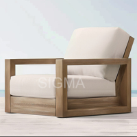 Ensembles de meubles de jardin SIGMA, meubles d'extérieur, ensemble de canapés en teck, chaise longue de patio, table, chaise, lit de soleil, canapé Villa Bali, bois naturel