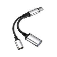 Adaptor USB C ke USB OTG 2 dalam 1, kabel adaptor dan kabel pengisi daya dengan pengisian daya PD 60W, adaptor wanita untuk iPad Pro,Samsung,iPhone 16 15
