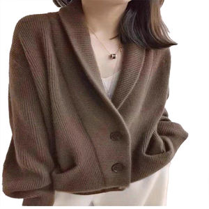 Suéter Cárdigan Holgado de Estilo Nuevo para Otoño e Invierno, Cuello en V, Personalizable, de Punto, Versátil, para Mujer - Product Image 3