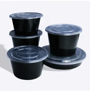 직사각형 테이크 아웃 수프 그릇 테이크 아웃 투명 투명 투명 빠른 일회용 플라스틱 원형 식품 용기