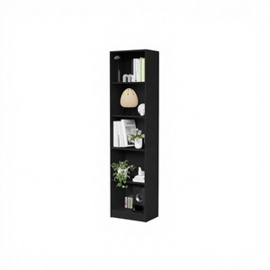 Modern 4 Tier Bamboo Bookshelf Freestanding Wooden Bookcase <b>Narrow</b> <b>Storage</b> Rack for Study Room - Product Image 3