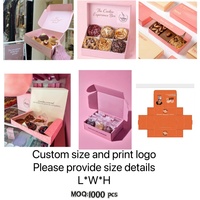Boîte à dessert pliante blanche personnalisée avec impression intégrale, boîte d'emballage pour mochi, beignets, biscuits, éclairs, pâtisseries, qualité alimentaire