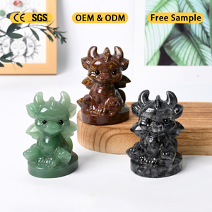 Escultura de dragón de hadas chino tallada en cristal al por mayor, piedras preciosas naturales, tallas de animales para Decoración - Product Image 4