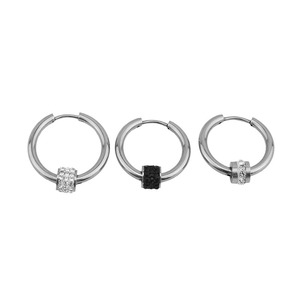 Meilleures ventes : Boucles d'oreilles créoles unisexes en acier inoxydable plaqué argent, design simple, multi-tailles, bijoux tendance, vente en gros - Product Image 6