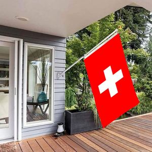 Drapeau civil <span class=keywords><strong>de</strong></span> la Suisse en polyester 3x5 pieds, <span class=keywords><strong>prix</strong></span> bas, drapeau national avec deux œillets - Product Image 2
