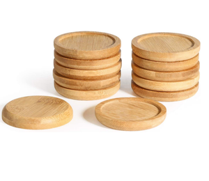 Großhandel runde Bambus Pflanzer Tablett Holz Untertasse bewegliche Blumentopf tragen Tablett - Product Image 1