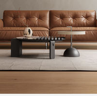 Table basse moderne pour l'intérieur de la maison, tables rondes avec rangement, table basse décorative en marbre et bois pour le salon