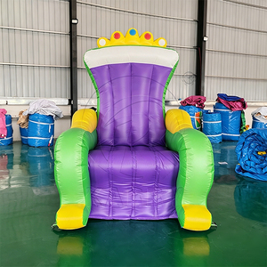 Chaise <span class=keywords><strong>Trône</strong></span> Gonflable Géante Mardi Gras Couleurs Violet et Vert pour Fête, Carnaval, Cabine Photo et Location Commerciale - Product Image 1