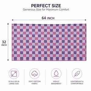Serviette de bain en coton à carreaux marron, douce, absorbante, séchage rapide, légère, pour hommes et femmes, usage domestique, 156 x 76 cm - Product Image 2
