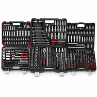 Jeu de douilles à cliquet professionnel en chrome vanadium 187 pièces, entraînement 1/4, 3/8, 1/2, douilles profondes, coffret rigide, pour auto