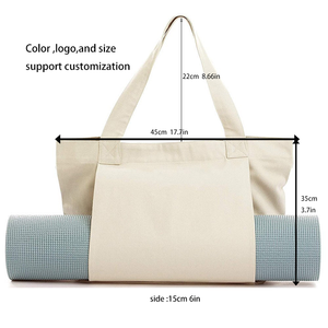 ヨガマットキャリアポケット付きのカスタムキャンバストートバッグには、エクササイズ、ピラティス、旅行、ビーチ、ジム用のすべてのショルダーバッグが含まれています - Product Image 2