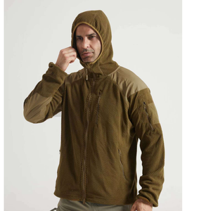 Veste polaire thermique d'hiver camouflage DFJ0924 avec capuche ou col, fermeture éclair sur la poitrine, patch renforcé - Product Image 3