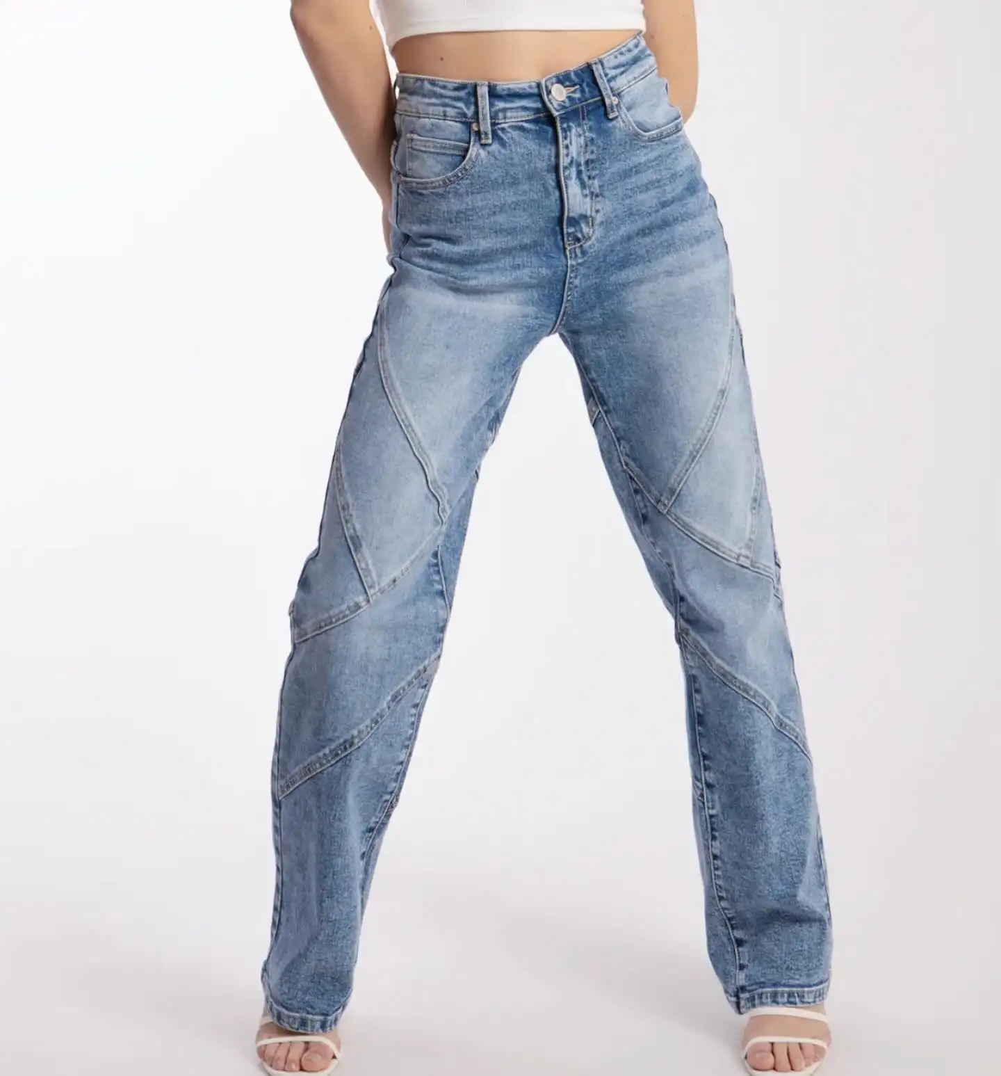 2024 yeni abd ve meksika ürün patlama zarif takım elbise kadın uzun düz spor pantolon Jean kargo Denim giymek