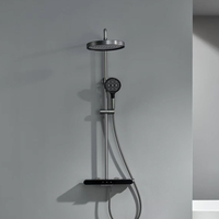 Système de robinetterie de douche thermostatique à poignée unique, avec noyau en céramique, touches de piano, effet pluie, 3 en 1, ensemble de douche avec jet doux pour la salle de bain