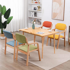 <span class=keywords><strong>Chaise</strong></span> <span class=keywords><strong>de</strong></span> salle à manger contemporaine en bois massif avec siège rembourré, fauteuil design monobloc à accoudoirs courbes, structure légère et durable - Product Image 4