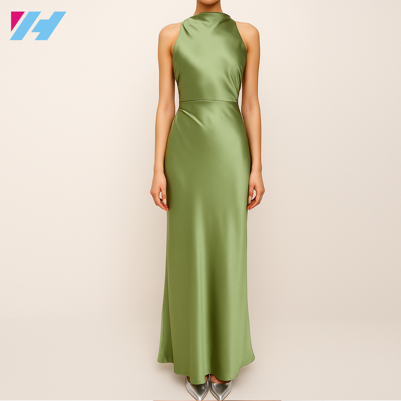 green polka dot maternity dress Green Button-Down Polka Dot Shirred Bow Maternity Midi Dress main image 0