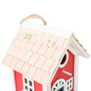 Asılı renkli kuş yuvası bahçe ülke evler kuş evi Condo ahşap kırmızı - Product Image 5