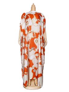 K0085 2023 africano talla grande estampado gasa hasta el suelo vestido musulmán moda mujer túnica Abaya ropa islámica Vestidos Mujer - Product Image 4