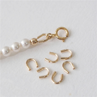 Sin deslustre GF 14K Gold Filled U Shape Wire Protector Cable Dedales Cierres Conector para collar Fabricación de joyas Hallazgos