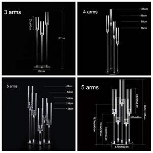 Centros DE MESA DE BODA Decoración Candelabros de cristal transparente Brazos altos Portavelas de acrílico de plástico - Product Image 3