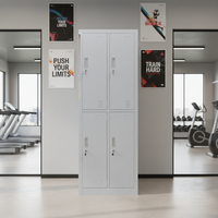 Casier de rangement métallique à 4 compartiments, armoire à vêtements en acier pour bureau, salle de sport, école, achat en gros, commerce extérieur, vente en gros