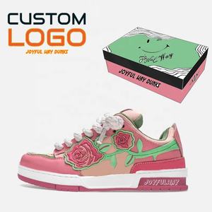 Entrenador de cuero genuino Rosa <span class=keywords><strong>zapatos</strong></span> de <span class=keywords><strong>mujer</strong></span> <span class=keywords><strong>zapatos</strong></span> casuales personalizados cómodos y de moda Zapatillas de deporte personalizadas para <span class=keywords><strong>mujer</strong></span> - Product Image 1