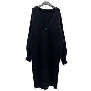 Novo estilo coreano de outono e inverno: suéter de malha grossa com decote em V, comprimento até o joelho, de alta qualidade, com um design solto e descontraído. - Product Image 5