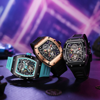 Montre mécanique automatique de luxe Shanghai à boîtier carré en acier inoxydable, verre minéral, aiguilles lumineuses, 3 ATM, pour le dropshipping