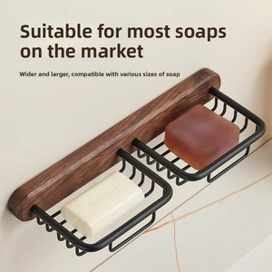 Light Luxury Design Wood <b>Wall</b>-Mounted Soap Box Drainage No-Drill <b>Storage</b> <b>Rack</b> for Bathroom - Product Image 5