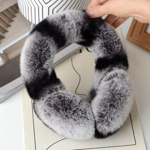 100% 天然レックスウサギの毛皮のイヤーマフ快適な毛皮のような暖かいフロストプルーフ女性用冬用 - Product Image 2