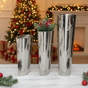 Vase décoratif pour hôtel, pot de fleurs et jardinière en acier inoxydable galvanisé / Vases décoratifs, vase de sol - Product Image 4